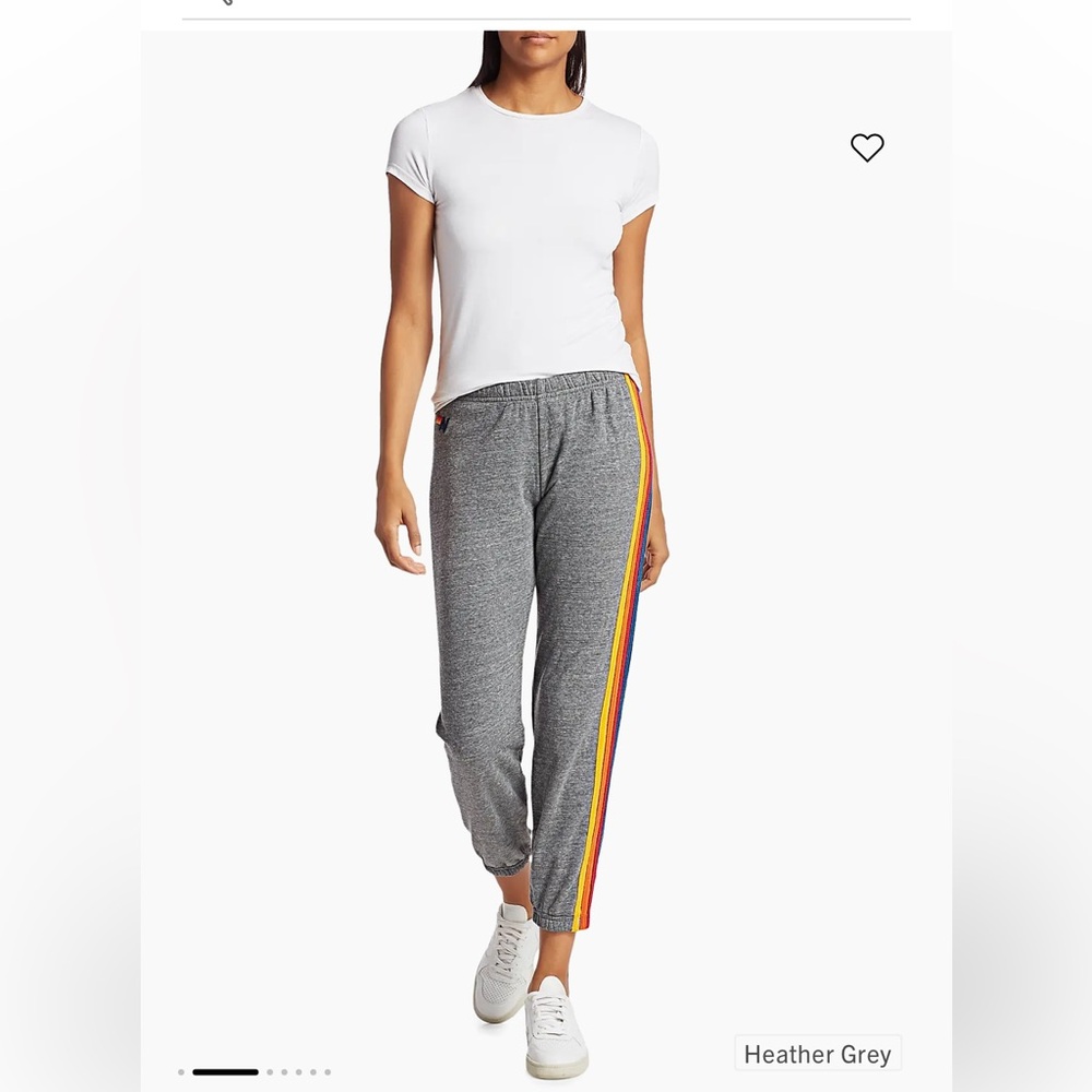 Aviator Nation 5 Stripe Sweatpants Heather Gray Large *Flawed - Picture 8 of 9